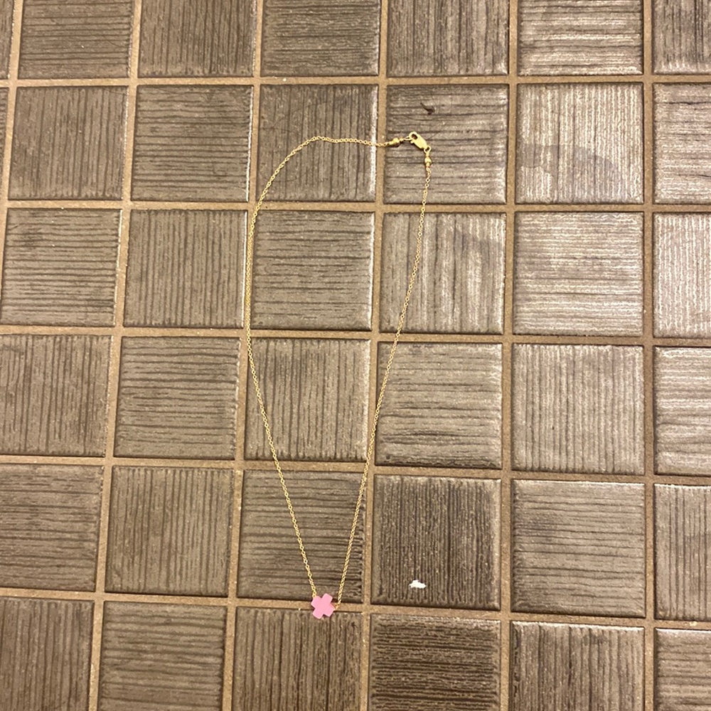 E Newton pink cross necklace